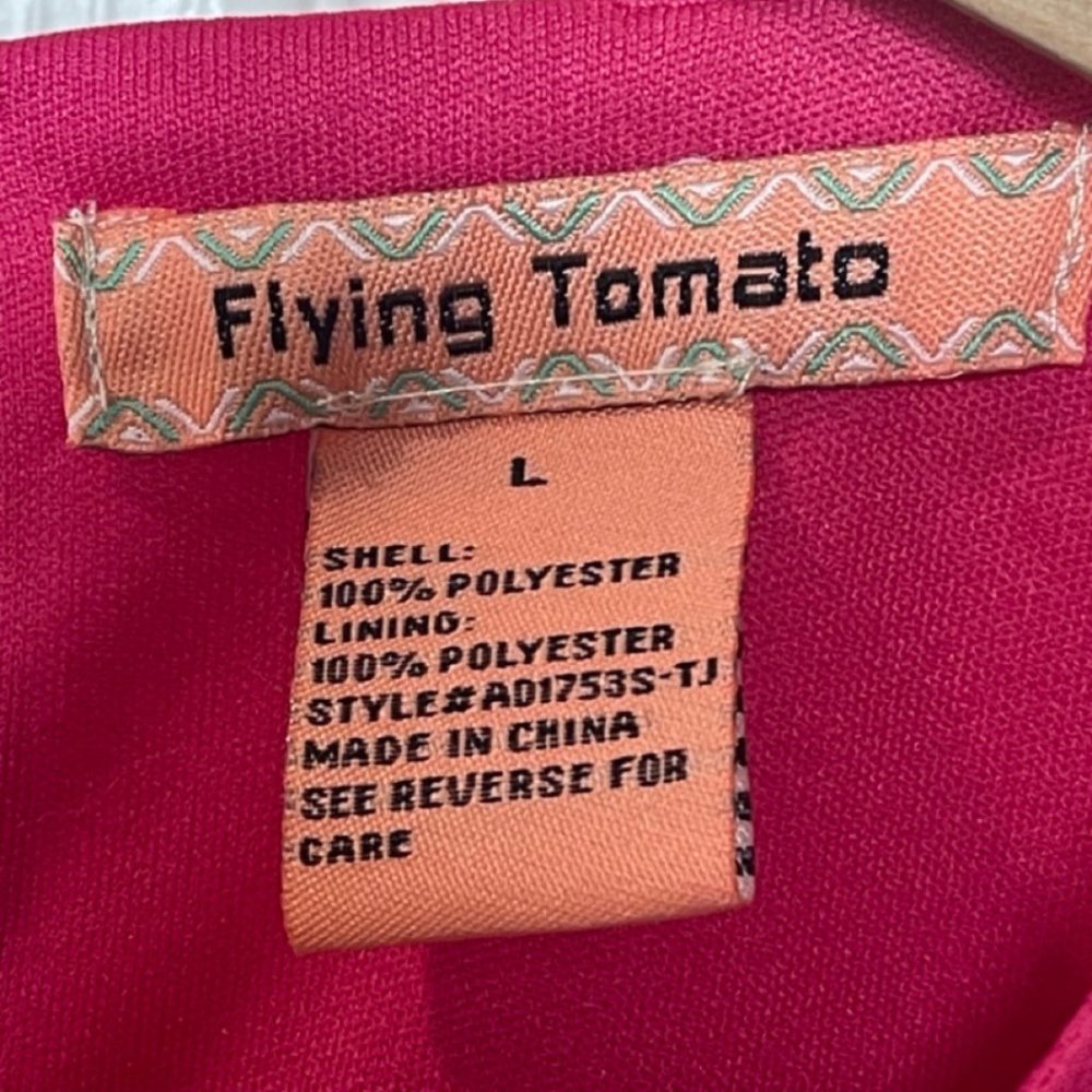 FLYING TOMATO | Women's Bright Pink Long Sleeve Tiered Dress | Size L - Picture 7 of 10